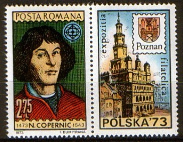 1973 - expo Polska, Copernic, cu vinieta, neuzata